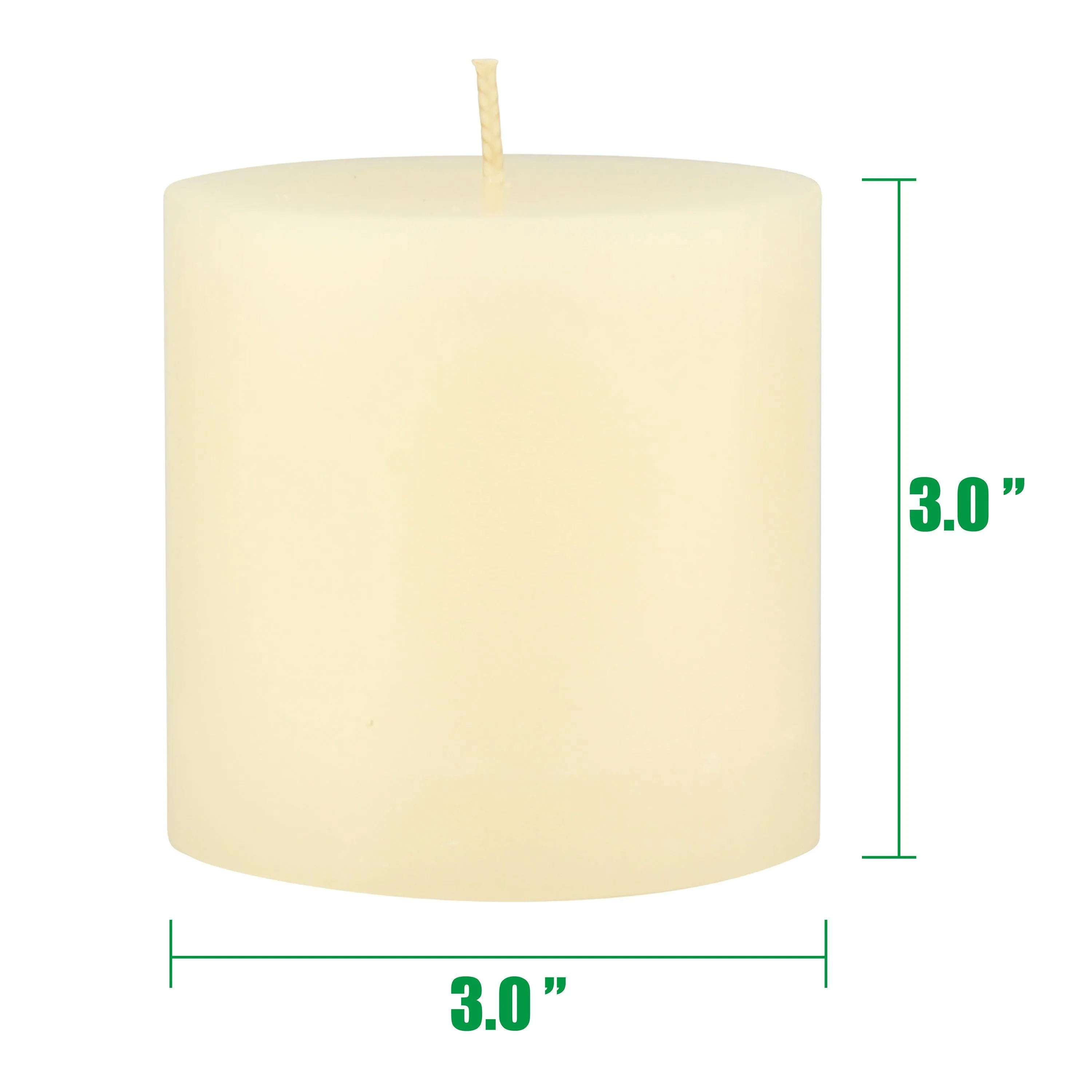 Unscented 3" x 3" 1-Wick Ivory Pillar Candles, 6 Pack, White (WS)