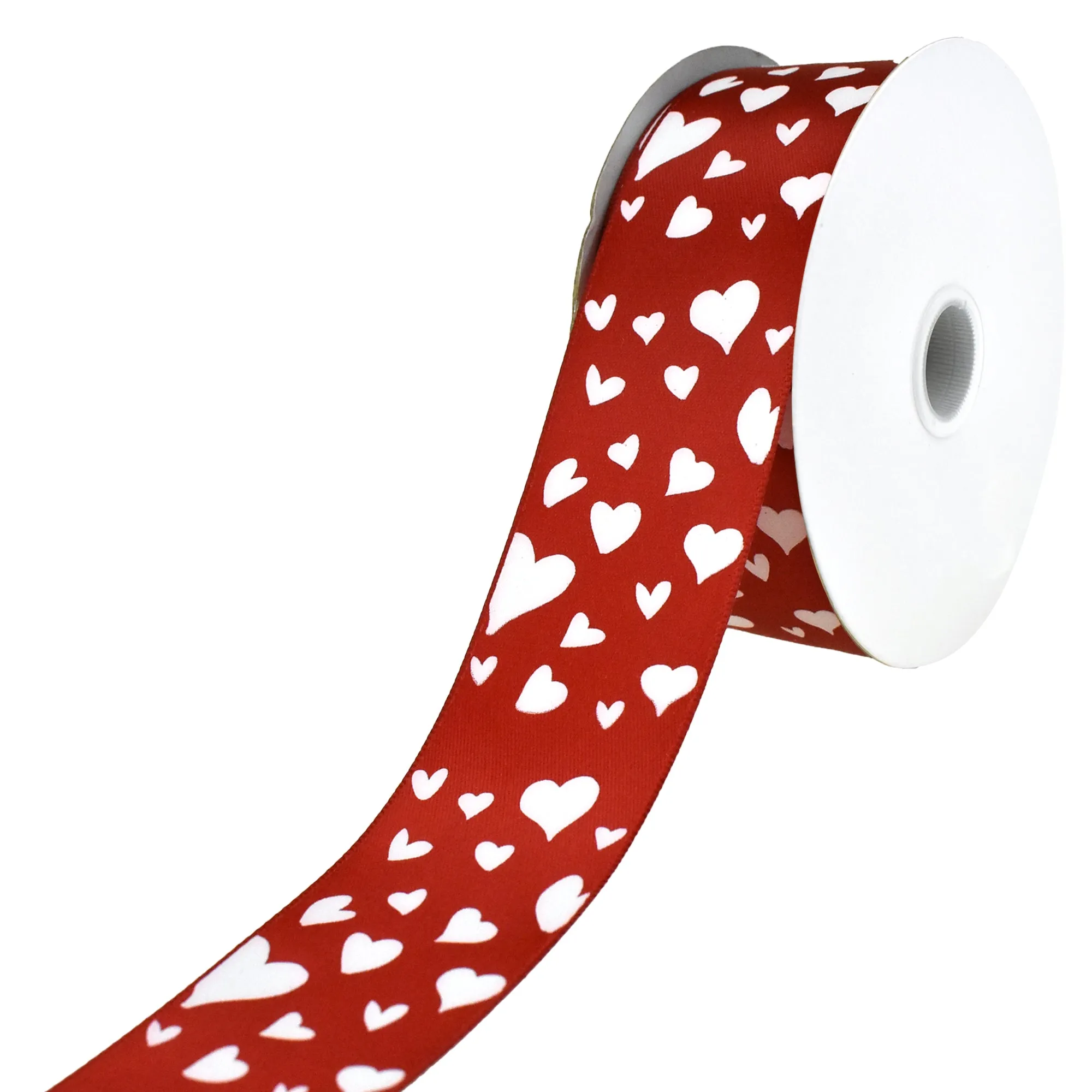 Valentine's Day Printed Hearts Satin Ribbon, 1-1/2-Inch, 25-Yard