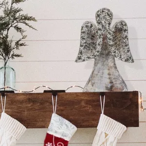 Wood Angel, Christmas | Winter Decor in Silver & White